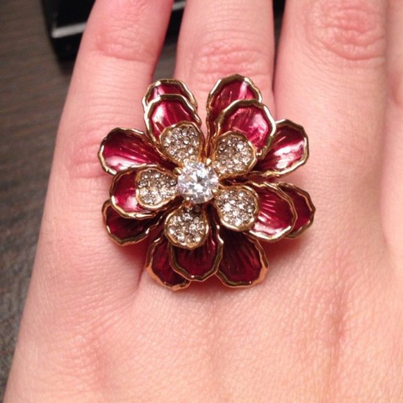 Juicy Couture Red Flower Enamel Ring - Picture 7 of 9